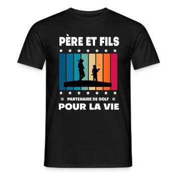 Vater und Sohn Golf Vintage Mann Papa Golfer - Männer T-Shirt - Schwarz - Vorne - AI Model Male 178 light (178cm)
