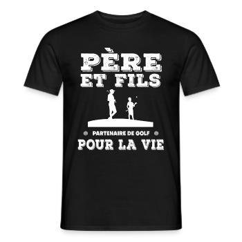 Vater und Sohn Golfpartner fürs Leben - Männer T-Shirt - Schwarz - Vorne - AI Model Male 178 light (178cm)