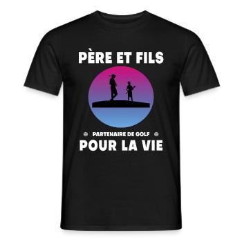Vater und Sohn Golf Retro Vintage Mann Papa Golfer - Männer T-Shirt - Schwarz - Vorne - AI Model Male 178 light (178cm)