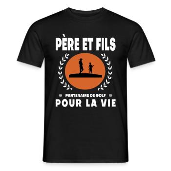 Vater Sohn Golf Vintage Retro Papa Golfer - Männer T-Shirt - Schwarz - Vorne - AI Model Male 178 light (178cm)