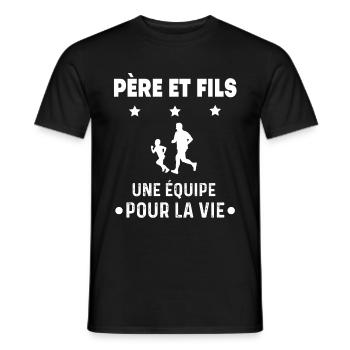 Running father son partner man dad runner - Men's T-Shirt - black - Front - AI Model Male 178 light (178cm)