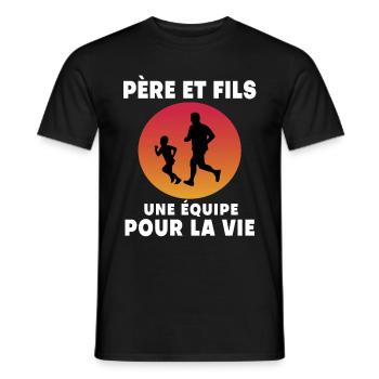 Father and Son Running Retro Vintage Dad Runner - Men's T-Shirt - black - Front - AI Model Male 178 light (178cm)