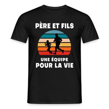 Father and Son Running Vintage Retro Dad Runner - Men's T-Shirt - black - Front - AI Model Male 178 light (178cm)