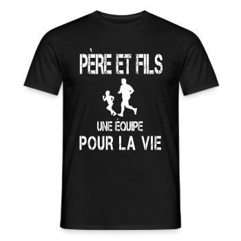 Father and son running dad runner - Men's T-Shirt - black - Front - AI Model Male 178 light (178cm)