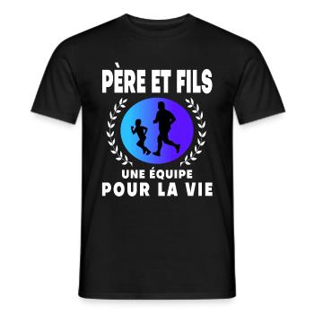 Father Son Running Retro Vintage Man Dad Runner - Men's T-Shirt - black - Front - AI Model Male 178 light (178cm)