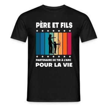 Father and Son Archery Vintage Man Dad Archer - Men's T-Shirt - black - Front - AI Model Male 178 light (178cm)