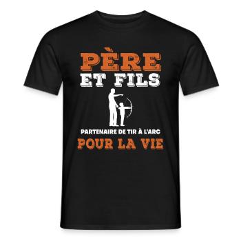 Father and Son Archery Partner Life Dad - Men's T-Shirt - black - Front - AI Model Male 178 light (178cm)