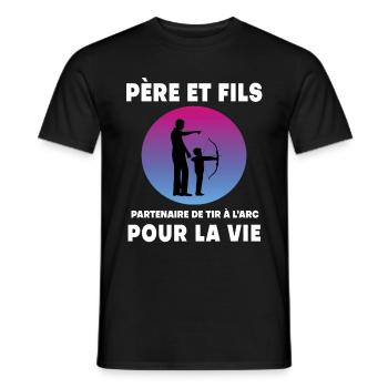 père et fils tir à l'arc rétro vintage homme papa - T-shirt homme - noir - Devant - AI Model Male 178 light (178cm)