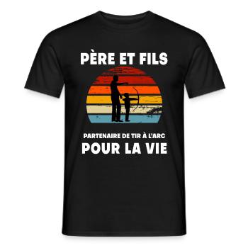 père et fils tir à l'arc vintage rétro sunset papa - T-shirt homme - noir - Devant - AI Model Male 178 light (178cm)