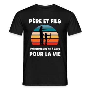 Father and Son Archery Vintage Retro Dad Archer - Men's T-Shirt - black - Front - AI Model Male 178 light (178cm)