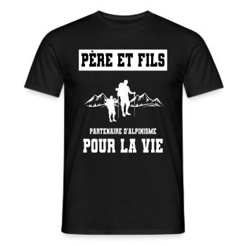 Mountaineering father and son duo man dad - Men's T-Shirt - black - Front - AI Model Male 178 light (178cm)