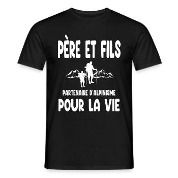 alpinisme père et fils partenaire pour la vie papa - T-shirt homme - noir - Devant - AI Model Male 178 light (178cm)