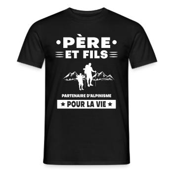 père et fils alpinisme duo homme papa - T-shirt homme - noir - Devant - AI Model Male 178 light (178cm)