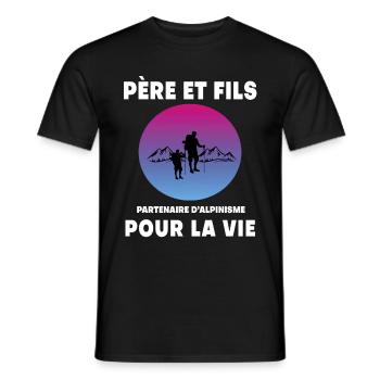 père et fils alpinisme rétro vintage homme papa - T-shirt homme - noir - Devant - AI Model Male 178 light (178cm)