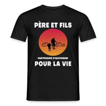 Father and Son Mountaineering Retro Vintage Dad - Men's T-Shirt - black - Front - AI Model Male 178 light (178cm)
