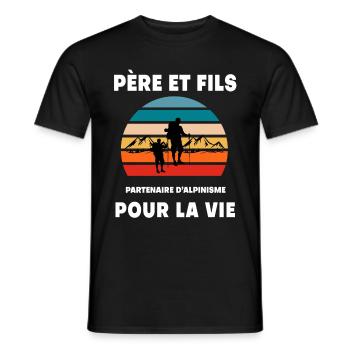 Vater und Sohn Bergsteigen Vintage Retro Papa - Männer T-Shirt - Schwarz - Vorne - AI Model Male 178 light (178cm)