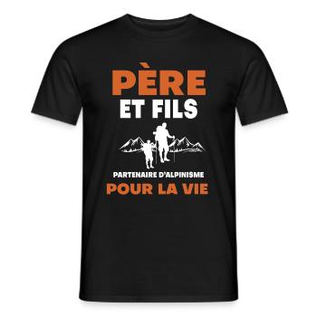 Father Son Mountaineering Duo Man Dad - Men's T-Shirt - black - Front - AI Model Male 178 light (178cm)