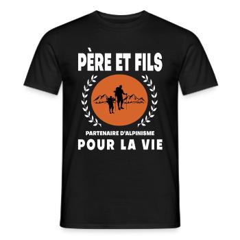 Vater Sohn Bergsteigen Vintage Retro Papa - Männer T-Shirt - Schwarz - Vorne - AI Model Male 178 light (178cm)