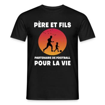 Father and Son Retro Football Vintage Dad - Men's T-Shirt - black - Front - AI Model Male 178 light (178cm)