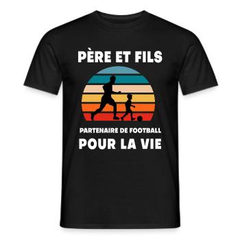 père et fils football vintage rétro papa - T-shirt homme - noir - Devant - AI Model Male 178 light (178cm)