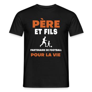 father son football duo man dad - Men's T-Shirt - black - Front - AI Model Male 178 light (178cm)