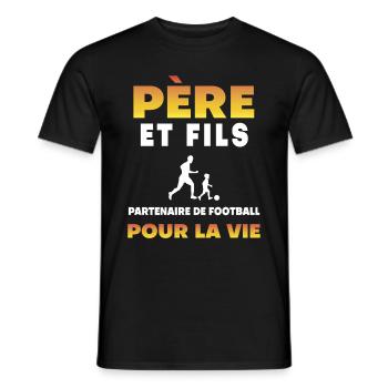 père fils football partenaire vie papa - T-shirt homme - noir - Devant - AI Model Male 178 light (178cm)
