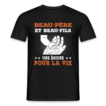 beau-père et beau-fils fête des pères main - T-shirt homme - noir - Devant - AI Model Male 178 light (178cm)