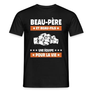 beau-père et beau-fils papa homme - T-shirt homme - noir - Devant - AI Model Male 178 light (178cm)