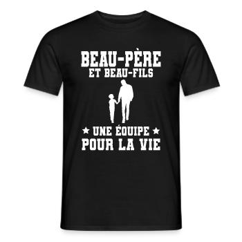 Step-Dad Stepdad Stepson Team for Life - Men's T-Shirt - black - Front - AI Model Male 178 light (178cm)