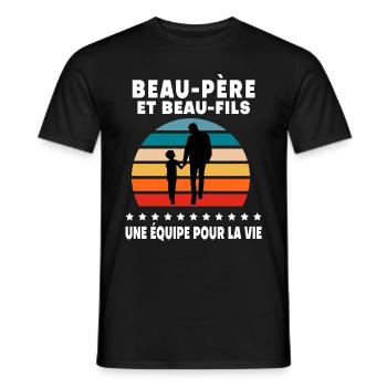 Retro vintage stepdad stepson - Men's T-Shirt - black - Front - AI Model Male 178 light (178cm)