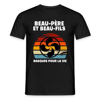 beau-père et beau-fils basque vintage - T-shirt homme - noir - Devant - AI Model Male 178 light (178cm)