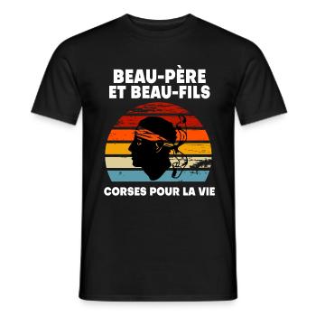 Corsican father-in-law and stepson vintage dad - Men's T-Shirt - black - Front - AI Model Male 178 light (178cm)