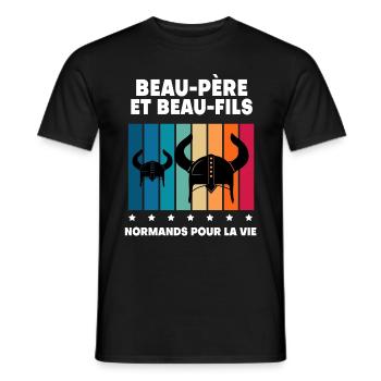 beau-père et beau-fils vintage papa normand viking - T-shirt homme - noir - Devant - AI Model Male 178 light (178cm)