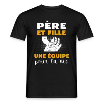 père et fille main fête des pères - T-shirt homme - noir - Devant - AI Model Male 178 light (178cm)