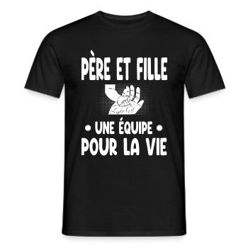 père et fille main homme - T-shirt homme - noir - Devant - AI Model Male 178 light (178cm)