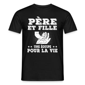 père et fille main papa - T-shirt homme - noir - Devant - AI Model Male 178 light (178cm)