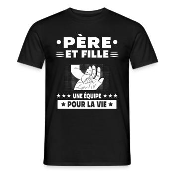père et fille main père papa - T-shirt homme - noir - Devant - AI Model Male 178 light (178cm)