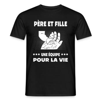 père et fille homme main - T-shirt homme - noir - Devant - AI Model Male 178 light (178cm)