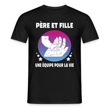 père et fille papa fête des pères main - T-shirt homme - noir - Devant - AI Model Male 178 light (178cm)