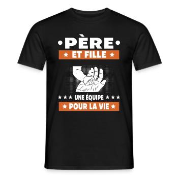 père et fille papa homme main - T-shirt homme - noir - Devant - AI Model Male 178 light (178cm)