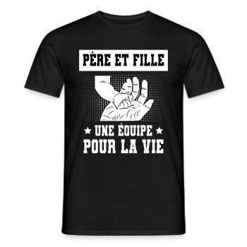père et fille papa père main - T-shirt homme - noir - Devant - AI Model Male 178 light (178cm)