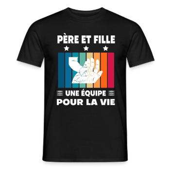 Vintage Vater und Tochter Papa Hand - Männer T-Shirt - Schwarz - Vorne - AI Model Male 178 light (178cm)