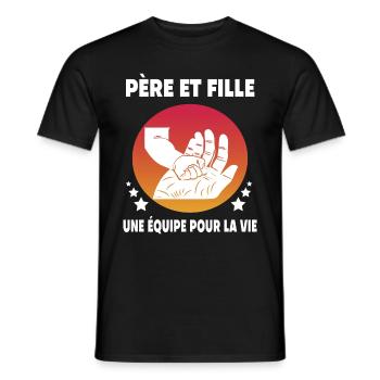 père fille main papa - T-shirt homme - noir - Devant - AI Model Male 178 light (178cm)