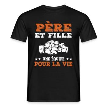 père et fille fête des pères coup de point - T-shirt homme - noir - Devant - AI Model Male 178 light (178cm)