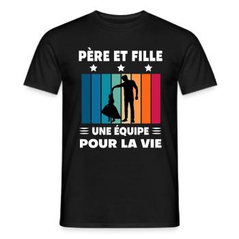 papa père et fille fête des pères - T-shirt homme - noir - Devant - AI Model Male 178 light (178cm)