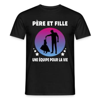 papa père et fille rétro vintage - T-shirt homme - noir - Devant - AI Model Male 178 light (178cm)