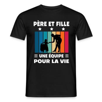 papa père et fille fête des pères père - T-shirt homme - noir - Devant - AI Model Male 178 light (178cm)