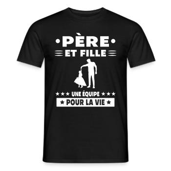Vintage Dad Father and Daughter - Men's T-Shirt - black - Front - AI Model Male 178 light (178cm)