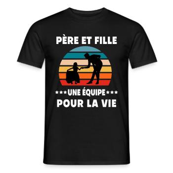 Vater Vater und Tochter Vintage Retro Vater - Männer T-Shirt - Schwarz - Vorne - AI Model Male 178 light (178cm)