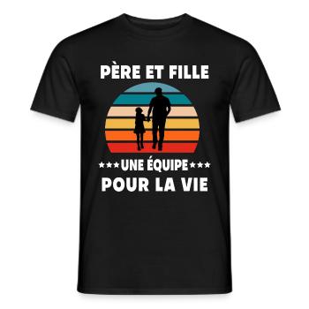 Papa Vater und Tochter Vintage Retro Vater Papa - Männer T-Shirt - Schwarz - Vorne - AI Model Male 178 light (178cm)